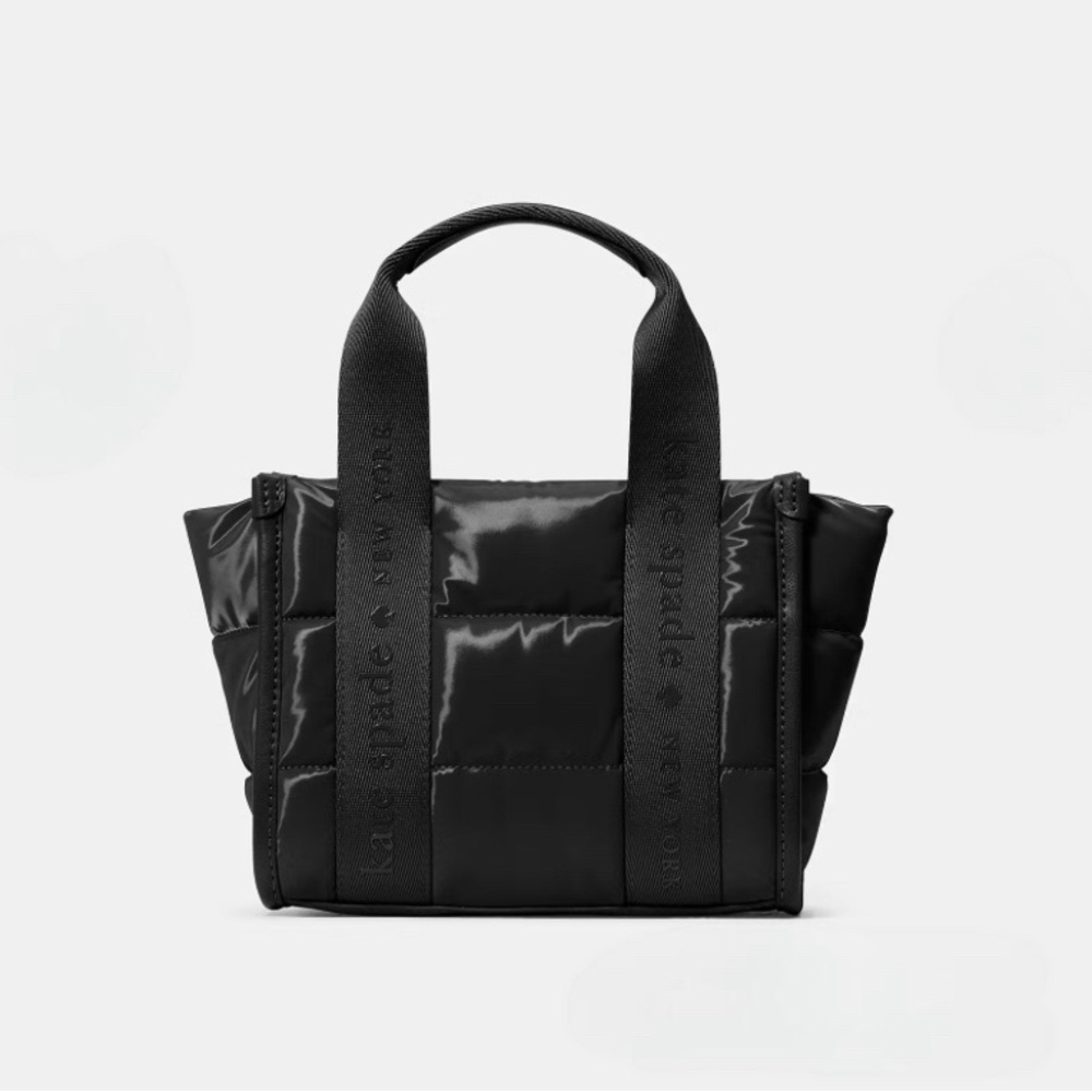 New kate spade mini puffy tote black